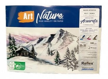 BLOCK PEGADO PLANTEC ART NATURE P/ACUARELA 25X35 180G 20H